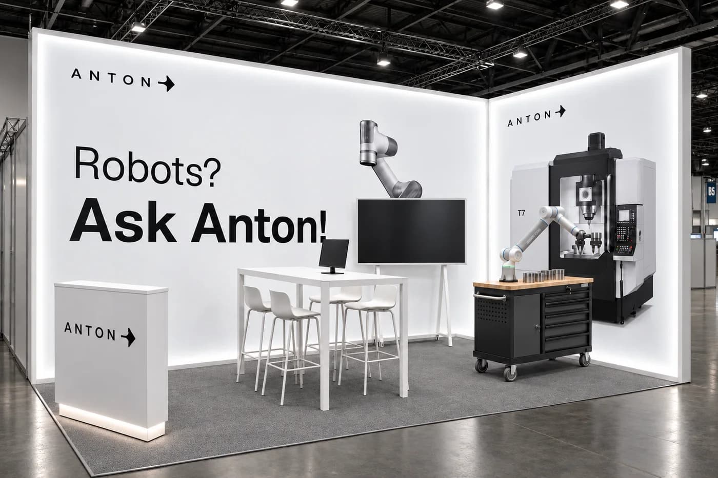 Anton Robotics booth at AMB featuring mobile CNC automation